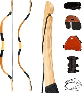 54" Traditional Longbow Recurve Bow for Beginners Handmade Horse Hunting Bow Set - Picture 1 of 7