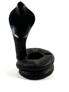 vtg Black Ebony Wood Wooden Carved Folk Art Cobra Snake Ashtray - Picture 1 of 12