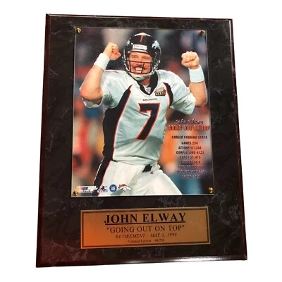 Placa John Elway Edición Limitada NFL Denver Broncos No. 49/730 sin certificado. Foto 1 de 3