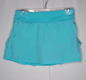 Ivivva Skort Skirt 14 Girls The Pace Pullon Stretch Zip Pocket Pleated Mini Aqua - Picture 1 of 8
