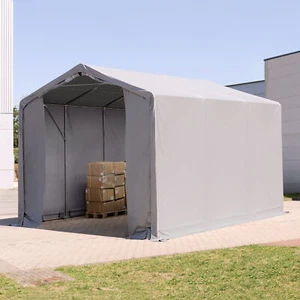 TOOLPORT Industrial Tent 4x6 m Storage Tent grey PVC 850 N with zip gate - Picture 1 of 10