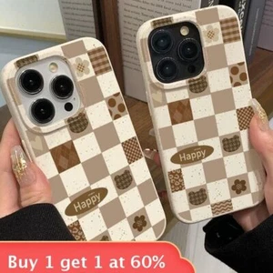 Bear Chessboard Phone Case For Apple iPhone 16 15 Pro Max 14 13 12 11 8 7 XR XS - Imagen 1 de 8