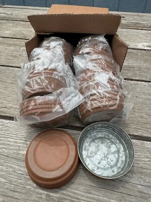 24 Rustic Rusted Mason Jar Pewter Tops Lids Candles Quality Primative Farmhouse - Image 1 of 4