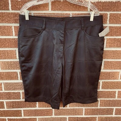"Pantalones cortos para mujer Page & Tuttle talla 14 negros geométricos golf pickleball activo 10""" Foto 1 de 4