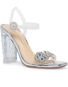 Betsey Johnson Barie BRIDE hochhackige Größe 10 Hochzeitssandale Lucite Brautschuhe NEU - Bild 1 von 7