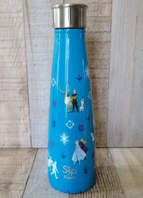Disney Frozen Sip By Swell 15 Oz Water Bottle Olaf Sven Princess Anna Elsa Blue - Image 1 of 4