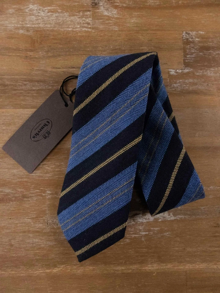 CHURCH'S of England Corbata Lana Rayas Azul Auténtico Nuevo Con Etiquetas Diseñador Foto 1 de 4