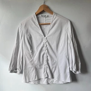 Anne Fontaine NILIA White 3/4 sleeve Shirt Blouse Size 42 UK 14 - Picture 1 of 14