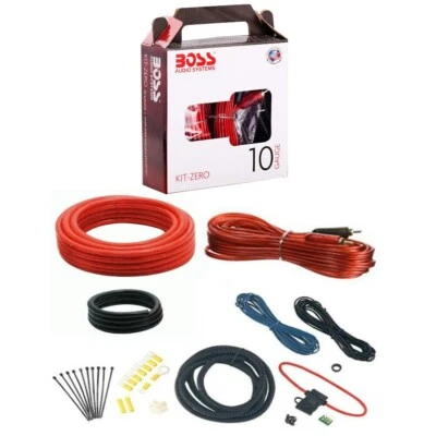 CAVI BOSS KIT-ZERO KIT0 RCA WIRING KIT COLLEGAMENTO AMPLIFICATORE STEREO 10 AWG - Immagine 1 di 4