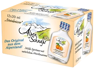 (41,46€/L) Alpenschnaps Marille, Milde Spirituose, 12x2 cl. Miniaturen