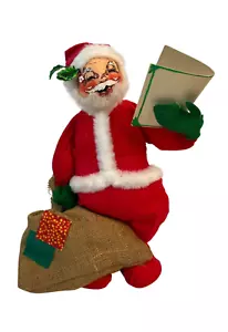 Annalee Mobilitee Puppe Weihnachtsmann Plüsch 15 Zoll Weihnachtstasche und handgeschriebenes Buch - Bild 1 von 10