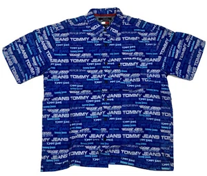 Camicia Tommy Hilfiger vintage anni 90 con bottoni logo scritto uomo taglia XL B1 - Foto 1 di 12