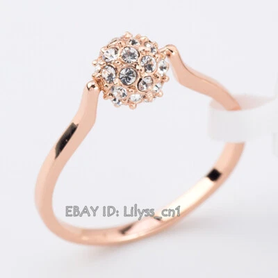 R156 Crystal Ball Rotated Lucky Bead Ring 18KGP Rhinestone K1/2, N, P1/2, S - Image 1 of 3