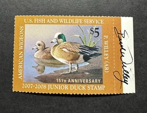 Estampillas WTD - #JDS15 2007 - Estampilla de pato junior de Estados Unidos - Como nueva sin usar **Firmada por el artista** - Imagen 1 de 2