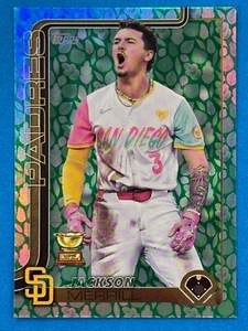 2025 Topps Easter Holiday Green Leaf Foil Egg Tin SP #125 Jackson Merrill Padres - Bild 1 von 3