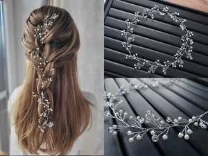 Braut Haarschmuck Hochzeit Haarranke Perlenzweig Perlenranke Haarkranz silber - Bild 1 von 7