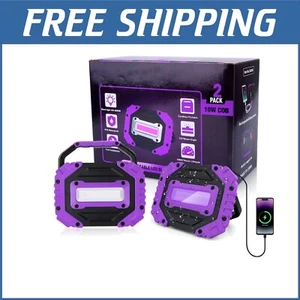 2 Pack Cordless Rechargeable Black Light - 395nm Ultraviolet LED Floodlights - Picture 1 of 10