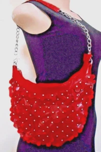 ROTE LEDER CROSSBODY Handtasche verstellbar langer Schulterriemen und kurzer Riemen - Bild 1 von 2