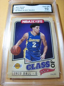LONZO BALL LAKERS 2017 HOOPS CLASSE DEL 2017 ROOKIE RC # 2 GRADO 10 L@@K - Foto 1 di 1