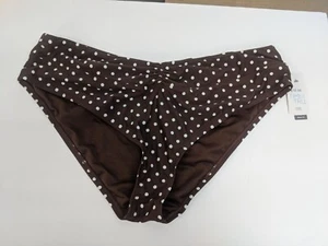 Time and Tru Scrunched Polka Dot Mid Rise Swim Bikini Bottom Plus Size 2X 20W-22 - Picture 1 of 5