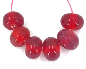 6 Handmade Lampwork Glass Spacer Rondelle Beads 10x6mm - Siam Red - Picture 1 of 4