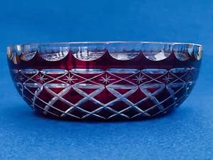 Vintage Bohemian Ruby Cut to Clear Crystal Bowl - Picture 1 of 5