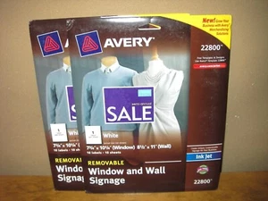 Lot (2)10-packs-AVERY Removable Window & Wall Signage, Inkjet, 8.5" x 11", White - Picture 1 of 1