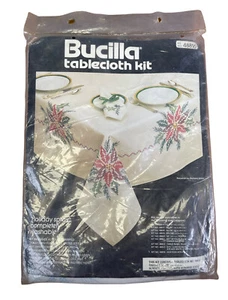 Bucilla Tabkecloth Kit Stamped Cross-Stitch Holiday Spray No. 48816 - Picture 1 of 3