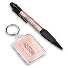 1 Pen & 1 Rectangle Keyring Amsterdam City Pink Art Deco Travel Girls #59898