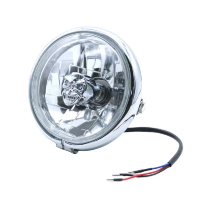 Faro de montaje lateral bombilla de haz alto/bajo cromado para Harley Honda VN CB Foto 1 de 4