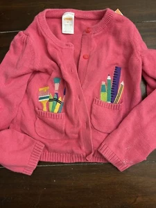 Gymboree Back To School Mädchen rosa Strickjacke geknöpfter Pullover Größe 5T DETAILS LESEN - Bild 1 von 6