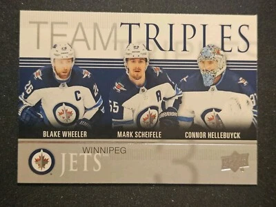 19-20 Upper Deck Hellebuyck Wheeler Scheifele Team Triples 🚨🚨🚨 Winnipeg Jets  - Image 1 of 2