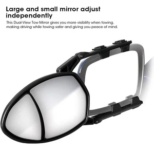 ⁺Universal Dual View Towing Mirrors Adjustable ClipOn Rearview Side Oval Mirror - Picture 1 of 19