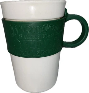 GUTE Starbucks 2008 geprägte grüne Gummihülle & Griff Keramik Becher Tasse 12 Unzen - Bild 1 von 9