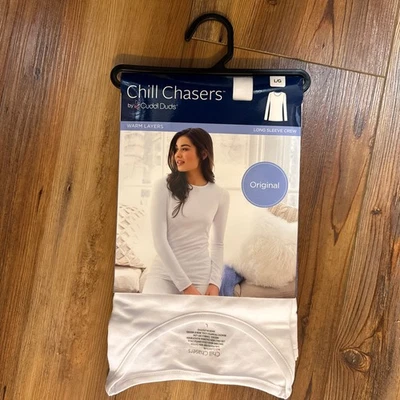 Top Chill Chasers By Cuddl Duds Manga Larga Crew Original Blanco L Foto 1 de 4