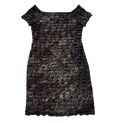 Vestido midi Frank Lyman con volantes metálicos volantes talla 12 Reino Unido EE. UU. 10 Foto 1 de 4