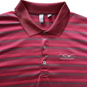 Men’s Polo Golf Shirt Arcadia Bluffs Ashworth Red And Gray Stripes Size Large - Picture 1 of 9