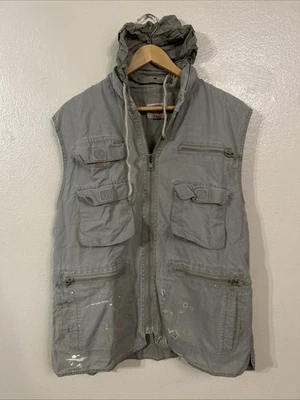BANANA REPUBLIC Chaleco De Colección Para Hombre L Caqui Cremallera Completa Safari Fotógrafo - Defectos Foto 1 de 4