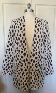 Ann Taylor Animal Print Open Front Long Sleeve Heavy Cardigan Soft Long Pockets - Picture 1 of 9