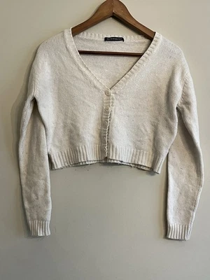 Women’s Brandy Melville Cream Cropped Cardigan Small - Image 1 of 3