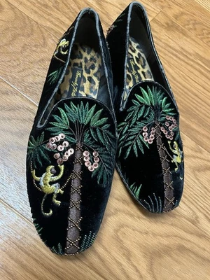 Beverly Feldman Bordado Mono Palmera Negro Sin Cordones Zapatos Mules Mujer 6.5 Foto 1 de 4