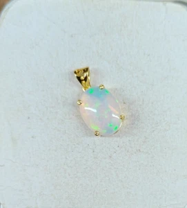 Aesthetic 3Ct Oval opal Halo Pendant 14K White Gold Plated Women - Picture 1 of 5