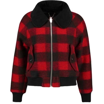 DIESEL W Rosie Womens Jackets Quilted Buffalo Cropped Check Wool Winter Outwear - Image 1 of 4