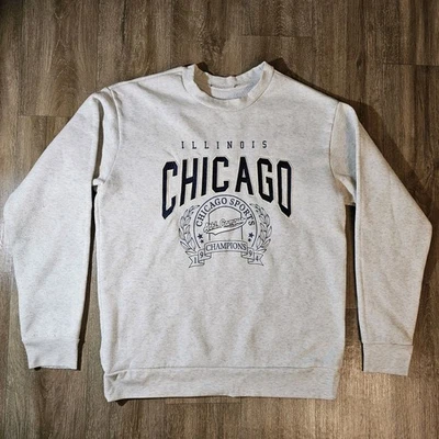 Chicago Illinois Sweatshirt Mens Gray Sports Travel Destination - Image 1 of 4