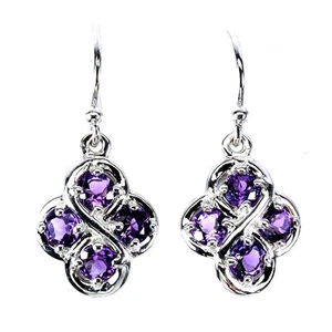 925 Sterling Silver Earrings Round Amethyst 3mm Natural Gemstone Jewelry - Picture 1 of 13