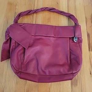 FURLA Handbag Purse Leather Red Charm Tied Knot Detail Made In Italy - Picture 1 of 6