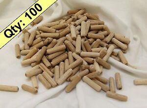 1/4" x 1" grooved / fluted, wooden, dowel pin -100, 250, 500, 1000  pieces -wood