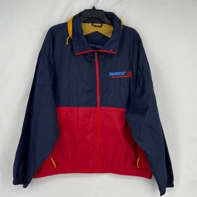 Swingster Adult XL Zip Front Windbreaker Jacket Red Blue US West USA Olympics - Image 1 of 4