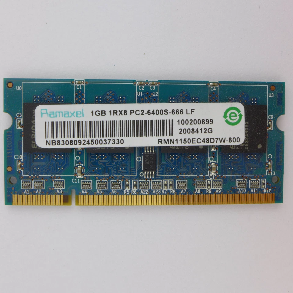 1 GB DDR2 SDRAM PC2-6400 (DDR2-800) RMN1150EC48D7W-800 Ram Memoria Ramaxel - Immagine 1 di 3