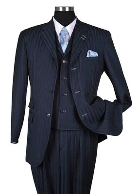 New Men's 3 piece Elegant and Classic Stripes Suits 4 Colors Size 38R~60L  - Image 1 of 4